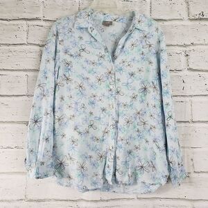 J. Jill floral long sleeve linen shirt small